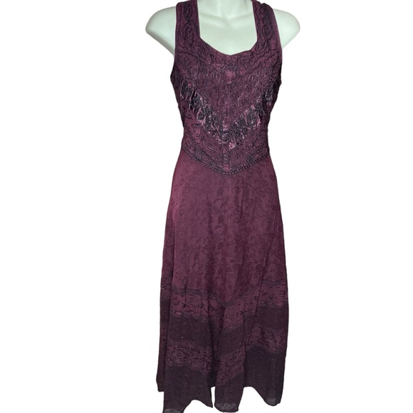 Boho Vintage Gothic Unique Rare Item Embroidered Maxi Dress Size S/M - Picture 7 of 12